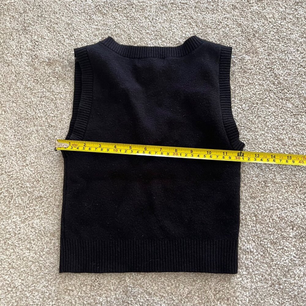 Cropped Argyle Knit Deep V-Neck Thick Sweater Vest Black Red Pink XS - Picture 6 of 6